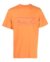 Мужская оранжевая футболка с круглым вырезом с принтом от Martine Rose