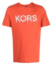Мужская оранжевая футболка с круглым вырезом с принтом от Michael Kors