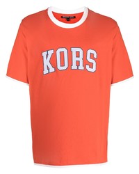 Мужская оранжевая футболка с круглым вырезом с принтом от Michael Kors
