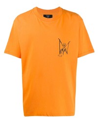 Мужская оранжевая футболка с круглым вырезом с принтом от MJB Marc Jacques Burton