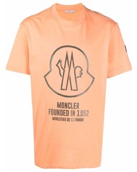Мужская оранжевая футболка с круглым вырезом с принтом от Moncler
