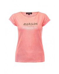 Женская оранжевая футболка с круглым вырезом с принтом от Morgan