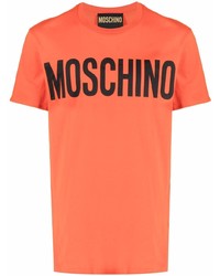 Мужская оранжевая футболка с круглым вырезом с принтом от Moschino