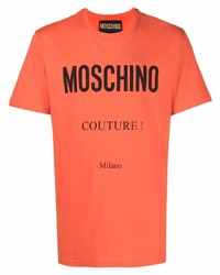 Мужская оранжевая футболка с круглым вырезом с принтом от Moschino