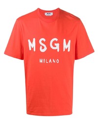 Мужская оранжевая футболка с круглым вырезом с принтом от MSGM