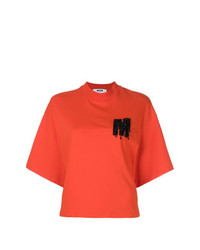 Женская оранжевая футболка с круглым вырезом с принтом от MSGM