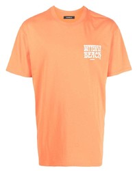Мужская оранжевая футболка с круглым вырезом с принтом от Nahmias