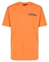 Мужская оранжевая футболка с круглым вырезом с принтом от Napapijri
