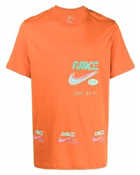 Мужская оранжевая футболка с круглым вырезом с принтом от Nike