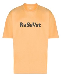 Мужская оранжевая футболка с круглым вырезом с принтом от PACCBET