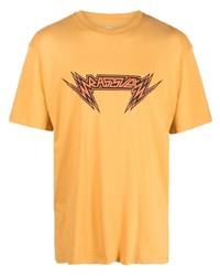 Мужская оранжевая футболка с круглым вырезом с принтом от PACCBET