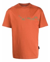 Мужская оранжевая футболка с круглым вырезом с принтом от Palm Angels