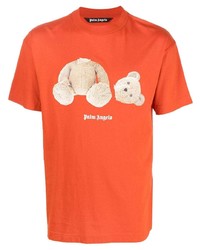 Мужская оранжевая футболка с круглым вырезом с принтом от Palm Angels