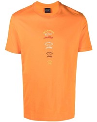 Мужская оранжевая футболка с круглым вырезом с принтом от Paul & Shark