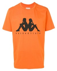 Мужская оранжевая футболка с круглым вырезом с принтом от Paura