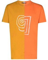 Мужская оранжевая футболка с круглым вырезом с принтом от Post-Imperial