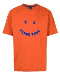 Мужская оранжевая футболка с круглым вырезом с принтом от PS Paul Smith