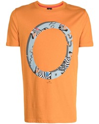 Мужская оранжевая футболка с круглым вырезом с принтом от PS Paul Smith