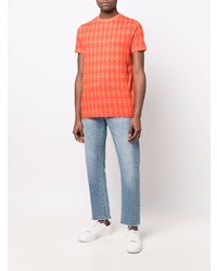 Мужская оранжевая футболка с круглым вырезом с принтом от Karl Lagerfeld