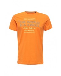 Мужская оранжевая футболка с круглым вырезом с принтом от Sela