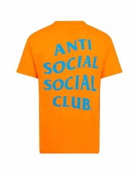 Мужская оранжевая футболка с круглым вырезом с принтом от Anti Social Social Club