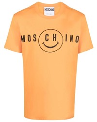 Мужская оранжевая футболка с круглым вырезом с принтом от Moschino