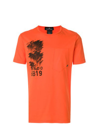 Мужская оранжевая футболка с круглым вырезом с принтом от Stone Island Shadow Project