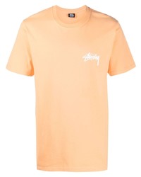 Мужская оранжевая футболка с круглым вырезом с принтом от Stussy