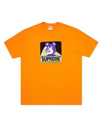 Мужская оранжевая футболка с круглым вырезом с принтом от Supreme