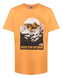 Мужская оранжевая футболка с круглым вырезом с принтом от The North Face