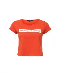 Женская оранжевая футболка с круглым вырезом с принтом от Tom Farr