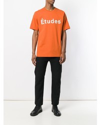 Мужская оранжевая футболка с круглым вырезом с принтом от Études