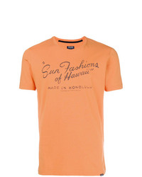 Мужская оранжевая футболка с круглым вырезом с принтом от Woolrich