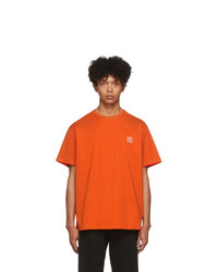 Мужская оранжевая футболка с круглым вырезом с принтом от Wooyoungmi