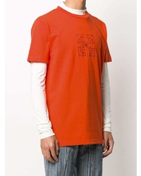Мужская оранжевая футболка с круглым вырезом с принтом от Off-White