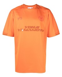 Мужская оранжевая футболка с круглым вырезом с принтом от Y-3