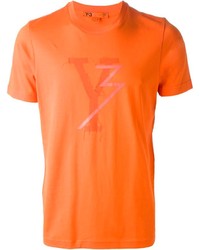 Мужская оранжевая футболка с круглым вырезом с принтом от Y-3