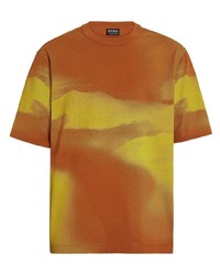 Мужская оранжевая футболка с круглым вырезом с принтом от Zegna