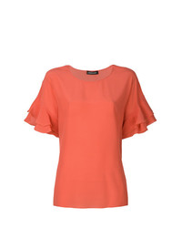 Женская оранжевая футболка с круглым вырезом с рюшами от Twin-Set
