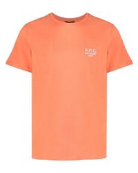 Мужская оранжевая футболка с круглым вырезом от A.P.C.