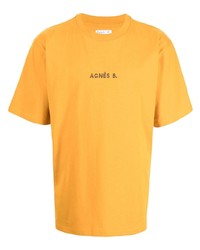 Мужская оранжевая футболка с круглым вырезом от agnès b.