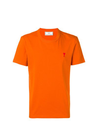 Мужская оранжевая футболка с круглым вырезом от AMI Alexandre Mattiussi