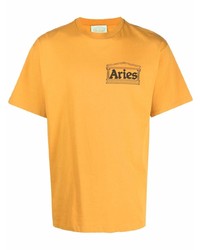Мужская оранжевая футболка с круглым вырезом от Aries