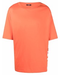 Мужская оранжевая футболка с круглым вырезом от Balmain