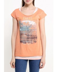 Женская оранжевая футболка с круглым вырезом от Baon