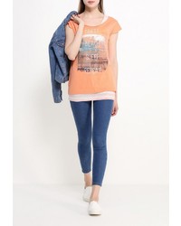 Женская оранжевая футболка с круглым вырезом от Baon