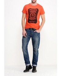 Мужская оранжевая футболка с круглым вырезом от BLEND