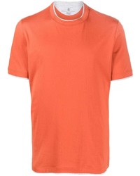 Мужская оранжевая футболка с круглым вырезом от Brunello Cucinelli