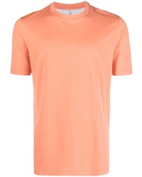 Мужская оранжевая футболка с круглым вырезом от Brunello Cucinelli