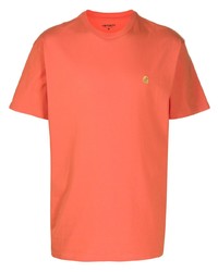 Мужская оранжевая футболка с круглым вырезом от Carhartt WIP